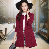 秋冬季韩版大码女装针织毛衣外套女长袖中长款宽松羊毛开衫披肩女