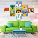 新品抽象动物卡通装饰画12联 单幅 客厅卧室墙壁挂画 尺寸可定做