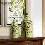 客厅玄关柜摆件 美式乡村家居装饰品 样板房摆件摆设 美式花鸟罐