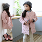 2015冬季新款韩国童装女童中长款棉衣外套中大童加厚保暖棒球棉服