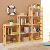 实木书架置物架儿童松木书柜简约自由组合特价储物架镂空书橱柜子