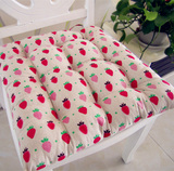 zakka草莓小清新田园棉麻椅垫坐垫馒头垫棉垫加厚防滑系带冬季