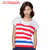 [惠]Kappa女士短袖T恤 女圆领条纹半袖 运动休闲上衣|K0522TD35