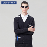 Lilbetter男士毛衣秋季英伦风修身休闲潮牌条纹开衫外套针织衫男