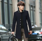 原创设计2015秋冬季潮男外套韩版修身型毛呢子大衣男士中长款风衣