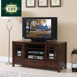 拉梵堡美式简约实木住宅家具橡木整装电视柜黑胡桃色高电视机柜子