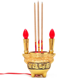 铜电香炉铜电烛灯联体 配3只香插2个灯泡 电子香炉财神灯佛具用品