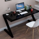 简约现代钢化玻璃电脑桌家用台式机简易办公桌钢木学习书桌写字台