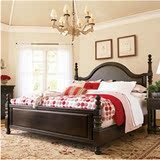 美式实木床卧室双人床传统美式柱子床桃花芯色家具楸木橡木大宝漆