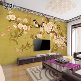 定制电视背景墙壁纸 大型壁画中式客厅卧室3d立体墙纸布 鸟语花香