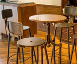 cj美式旋转升降吧台凳子复古咖啡桌椅组合创意休闲酒吧吧台椅子