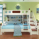 地中海实木上下铺床 高低床双层床 多功能储物儿童组合床 子母床
