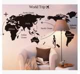 第五代透明膜PVC 墙贴世界地图可移 平面墙贴涂鸦
