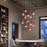 设计师北欧铁艺个性苹果玻璃餐厅具 现代简约宜家单头吧台LED吊灯