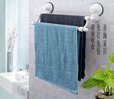 卫生间强力吸盘双杆毛巾架浴室不锈钢毛巾杆免打孔多用晾毛巾挂杆
