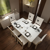 大理石餐桌 现代简约餐桌餐椅套装 钢化玻璃餐桌椅组合天然