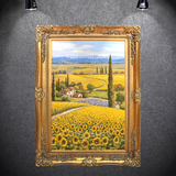 纯手绘油画 家居装饰画客厅配画有框画欧式挂画玄关画壁画 向日葵
