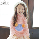 船鼠女童卫衣绒衫套头冬季高领儿童休闲卫衣卡通韩版童装宝宝上衣