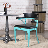 宝丰 美式乡村LOFT工业风复古餐椅 铁艺做旧咖啡椅个性休闲餐厅椅