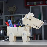 Geekcook 【创意先锋】 DIY 动手的乐趣 木质拼装小狗台灯储物盒