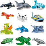 正品INTEX水上动物游泳圈坐骑大海龟蓝鲸鱼座圈儿童成人玩具包邮