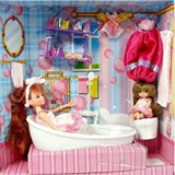 乐吉儿芭比娃娃梦幻迷你浴室缸H22C女孩公主梦过家家玩具礼物套装