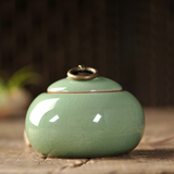 茶叶罐陶瓷 哥窑茶叶罐 开片中大号茶叶罐密封储物 茶具配件