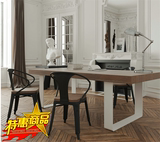 美式复古铁艺实木餐桌定做 长方形办公会议桌电脑书桌咖啡厅桌椅