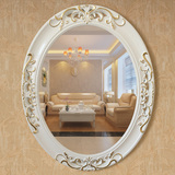 欧式梳妆镜壁挂镜卧室卫生间浴室镜子椭圆形美容化妆镜穿衣镜相框