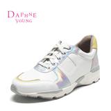 Daphne/达芙妮秋季单鞋 圆头系带时尚亮面休闲运动鞋1516201070