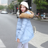 女装棉衣2015冬装韩版修身中长款大码加厚女学生棉袄连帽毛领