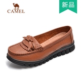 Camel/骆驼女鞋正品2016春季新款真皮豆豆鞋舒适休闲鞋A161379150