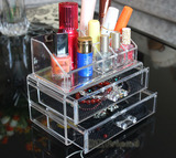 抽屉式桌面收纳盒 水晶口红架 透明桌面化妆整理盒首饰盒公主欧式