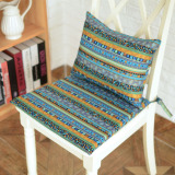 美式乡村棉麻湖蓝色凳子垫布艺 椅垫海绵垫椅子坐垫椅背套可定做