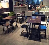 美式简约实木桌椅组合西餐厅休闲咖啡椅奶茶甜品店餐桌酒吧椅促销