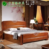 全实木床橡木床1.2 1.5 1.8米现代中式白色双人床气动高箱储物床