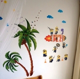 浪漫山水海滩沙滩客厅房间装饰贴画卧室墙纸壁画3D立体墙贴假窗户