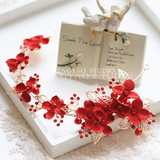 巴洛克金色发箍红色新娘头饰品结婚头花中式旗袍礼服花朵发饰额饰