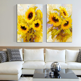 包邮欧式现代装饰画简约无框客厅沙发卧室走廊壁画冰晶挂画向日葵
