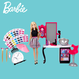 芭比娃娃2016新品缤纷染发工作室女孩儿童玩具生日礼物大礼盒套装