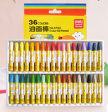 得力油画棒36色儿童彩色绘画 蜡笔画笔无毒不脏手油画棒6964