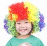 万圣节假发儿童表演用彩色球迷假发短卷发爆炸头搞怪影楼拍照假发
