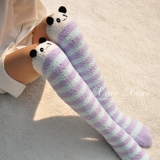 加厚过膝珊瑚绒袜子女士保暖袜睡眠地板袜卡通可爱高筒长筒长袜子
