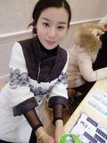 2015冬季新款韩版修身显瘦喇叭袖中长款水墨印花花朵羽绒服外套女