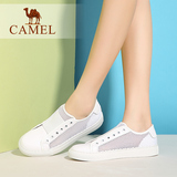 Camel/骆驼女鞋  夏季新款 运动休闲真皮网面低跟小白鞋单鞋