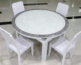 欧式餐桌椅组合实木餐桌折叠圆形饭桌家用现代简约餐台一桌六八椅