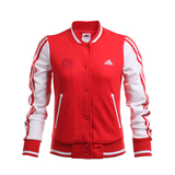 新款正品阿迪达斯 adidas女子针织夹克 休闲棒球服外套AJ1411红色