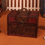 仿古化妆首饰收纳盒小木头盒子复古梳妆盒道具盒仿古做旧桌面木盒