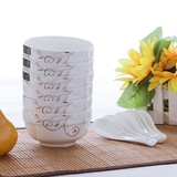 【天天特价】家用陶瓷碗6碗6勺套装创意碗骨瓷微波炉餐具套装碗碟