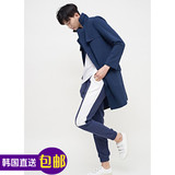 韩国正品潮牌代购MINIMALIST TRENCH COAT男深蓝中长款单外套风衣